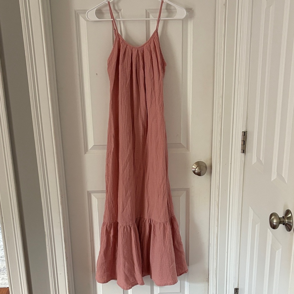 SHEIN Pink Maxi Dress with Ruffle Hem